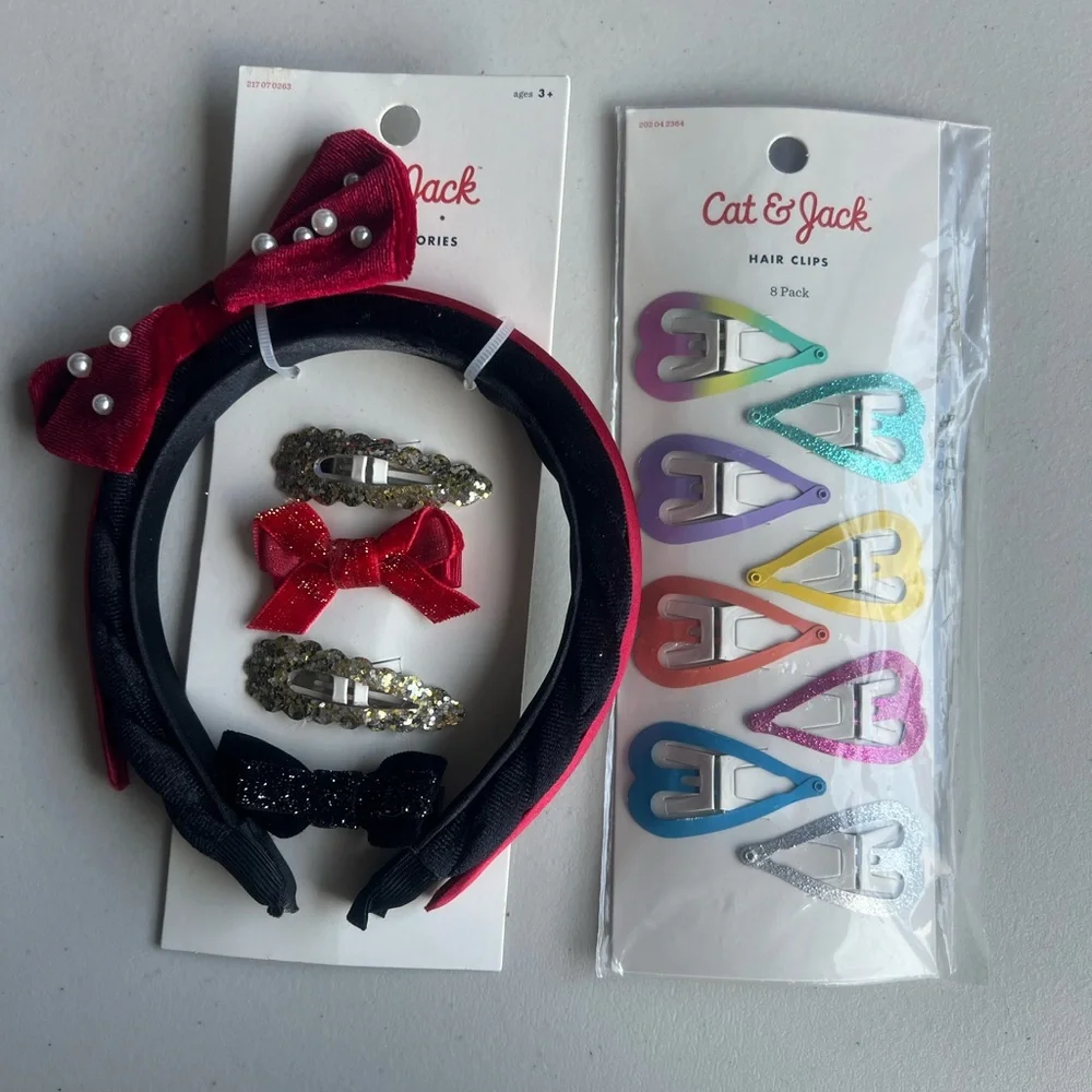 Cat & Jack Hair Accessories Set - Red, Black, Gold, Multicolor